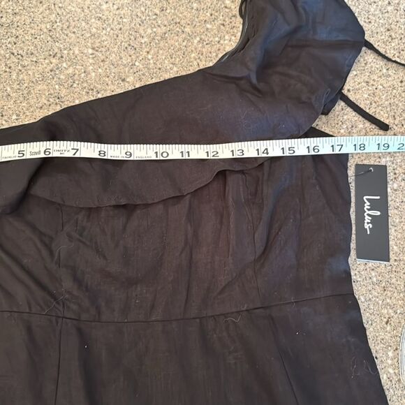 LULUS Sun-Kissed Memories One-Shoulder Ruffled Linen Blend Midi Dress *NEW* - Picture 14 of 16